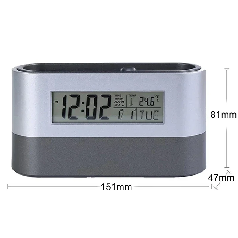 Efficiently Plan Your Days with this Digital Pen Holder Alarm Clock featuring Calendar and Temperature Display