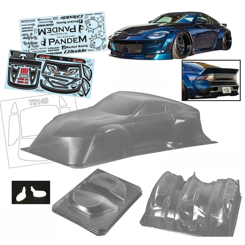 

1/10 Nissann Fairlady 400Z Clear Body shell 200mm for 255-260mm Wheelbase RC Drift car Tamiya tt02 kyosho 3racing lc racing hsp