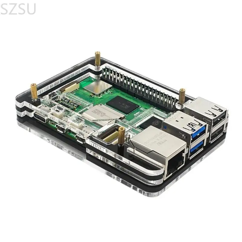 SZSU duurzame acrylbehuizing met efficiënte ventilator voor RPI5 ontwikkelingskoelset