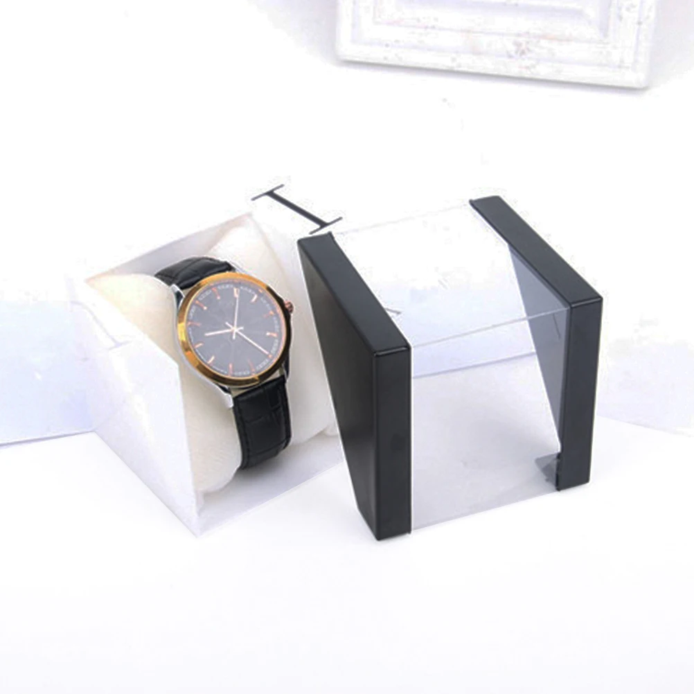 

1pc random color wrist watch box 78*78mm plastic earring display storage holder jewelry case