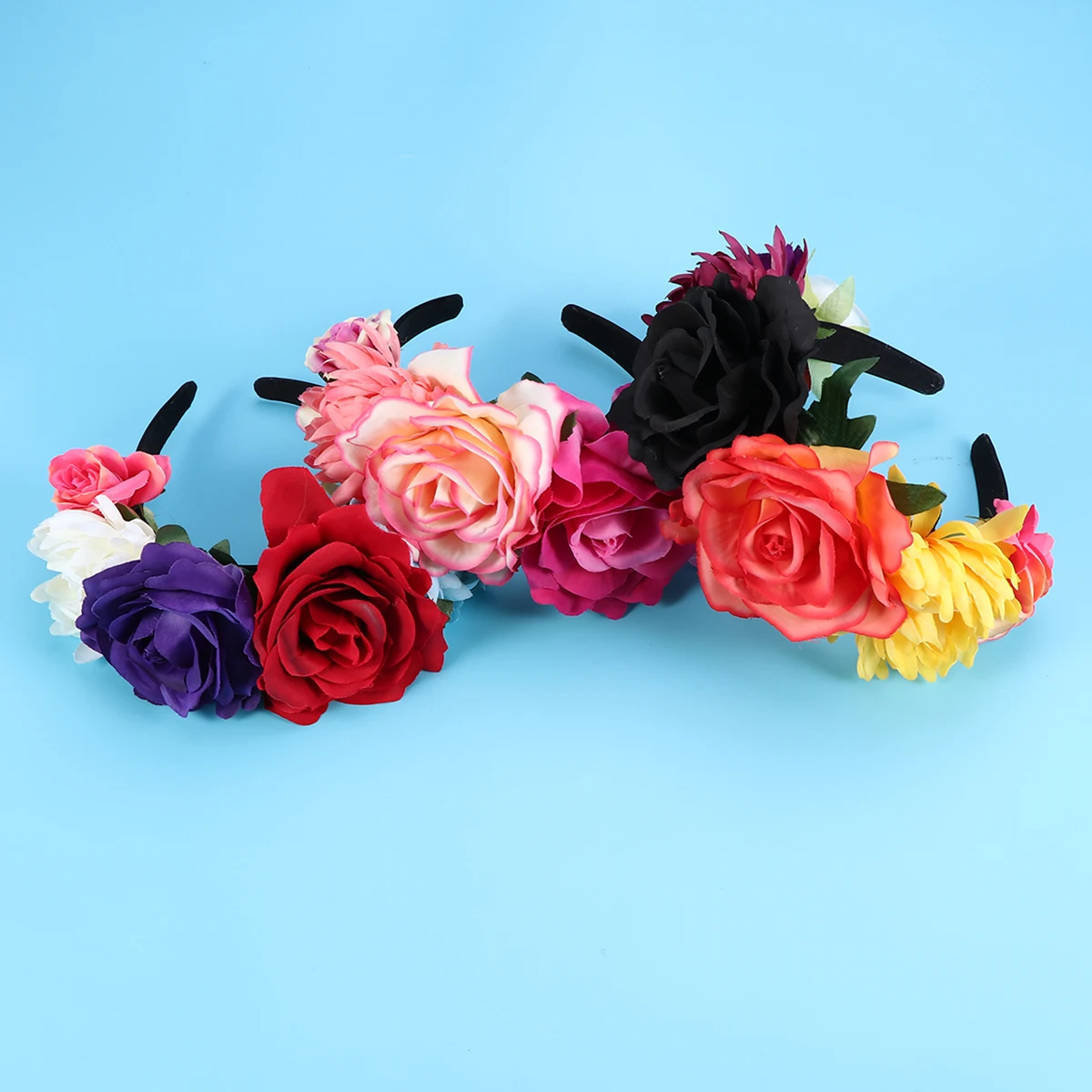 

Bohemia Fake Floral Headband Bright Garland Headdress For Wedding Photo Prop Hair Accessory (Pattern 1)