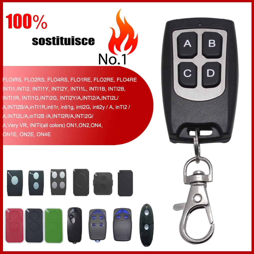 100% rolling code four-button compatible 433.92 MHZ garage door remote Control  FLO4R FLO2RE INTI ON1, ON2, ON4, ON1E, ON2E