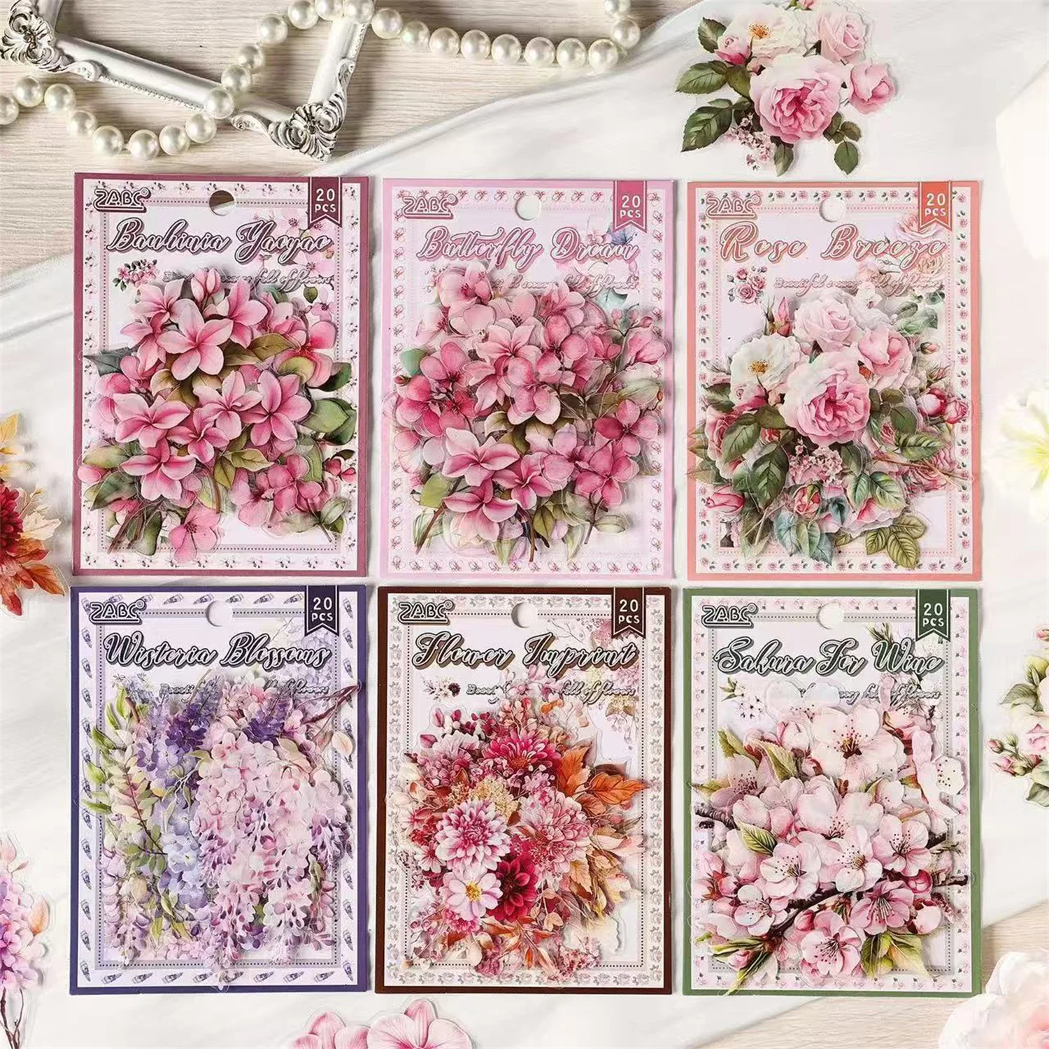 

Vintage Full Flowers Beautiful Scenery Material PET Stickers DIY Decals For Scrapbook DIY Handheld Account Stationery Stickers