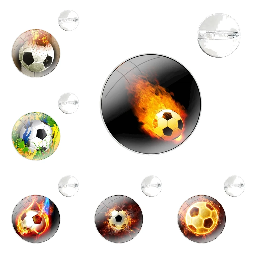 Fire Football Soccer ball Badge Brooch Pin Accessories For Clothes Backpack Decoration gift