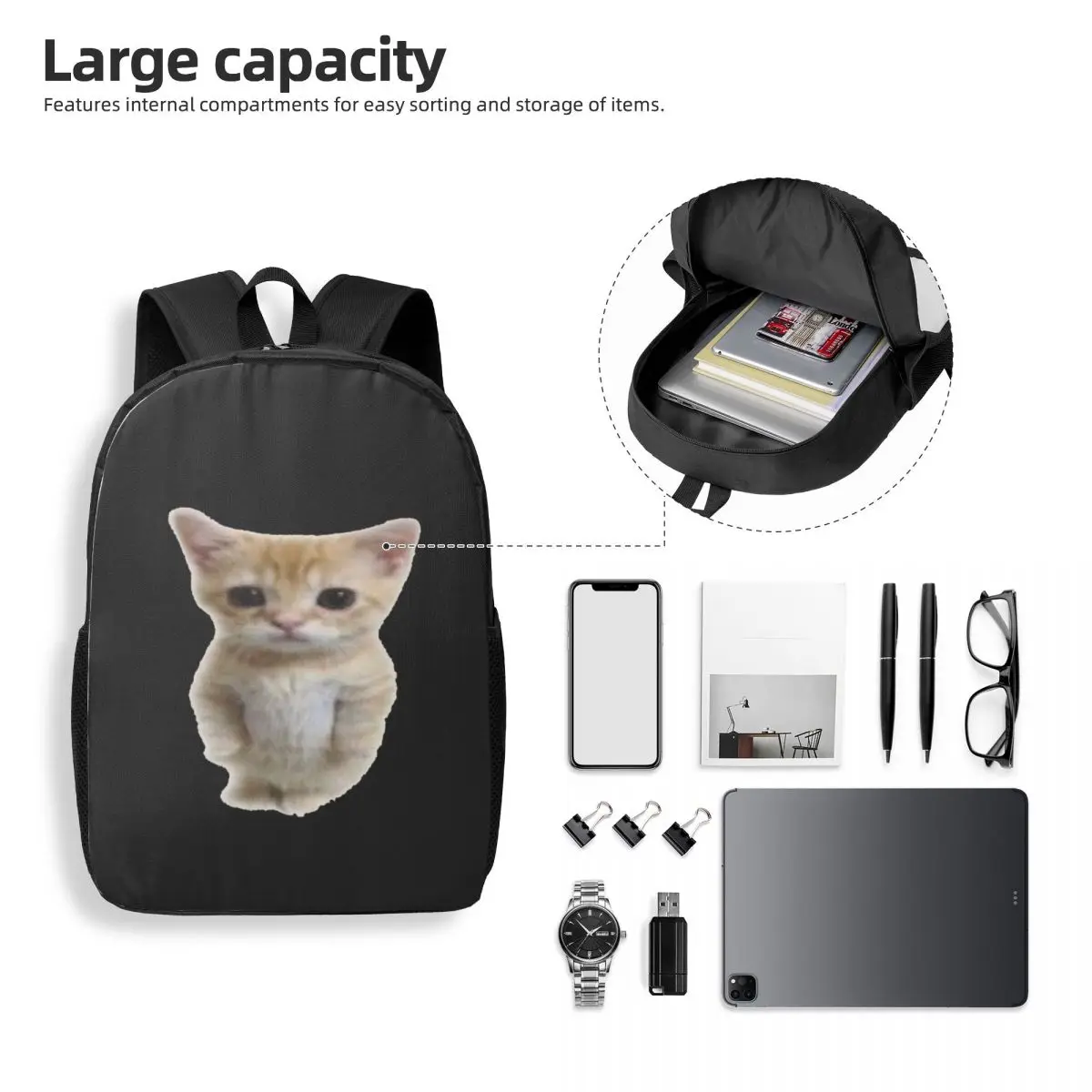 El Gato стоячий кот мем женские рюкзаки для мальчиков и девочек сумка для книг водонепроницаемые студенческие школьные сумки портативный рюкзак сумка на плечо