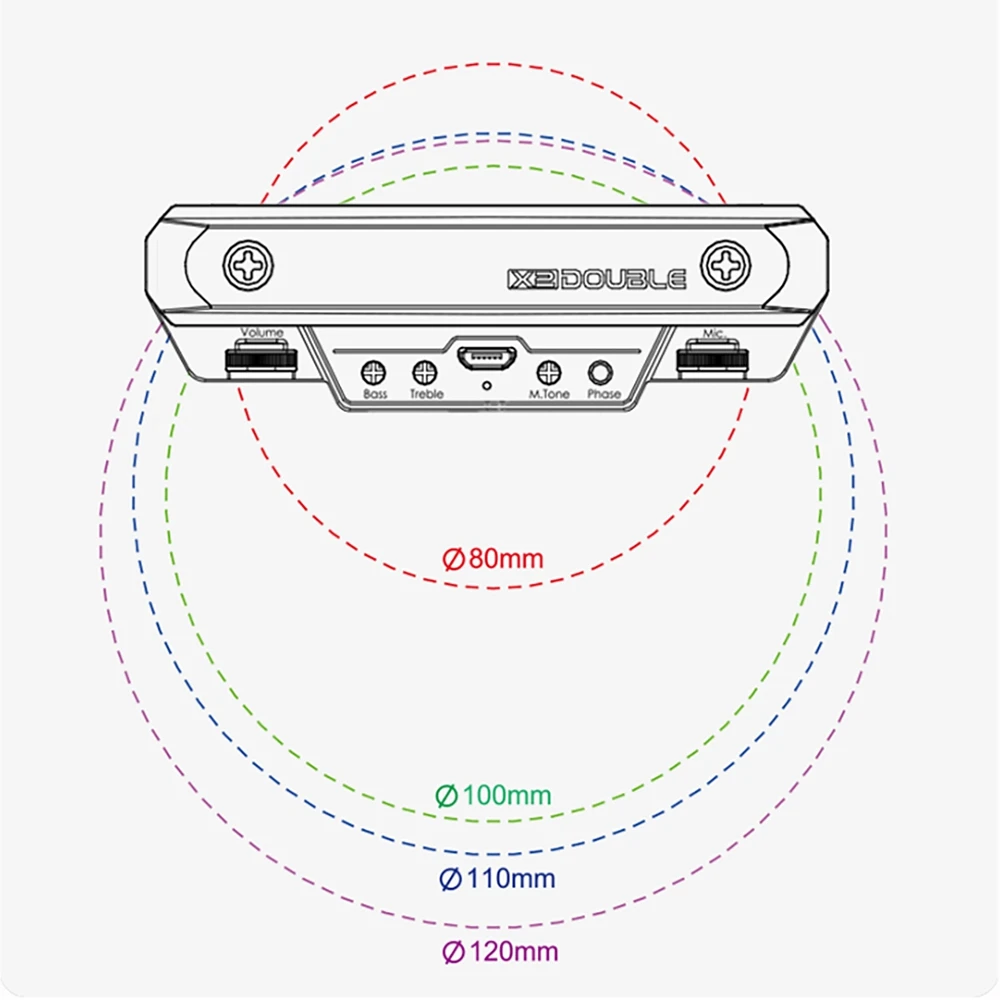 Captador de guitarra duplo x0, pré-amplificador, captador de boca com controle de volume e tom para instrumento musical de guitarra acústica, e