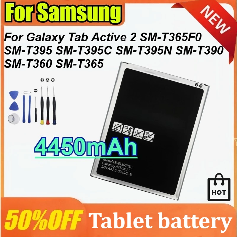 

Аккумулятор EB-BT365BBC емкостью 4450 мАч для Samsung Galaxy Tab Active 2 SM-T365F0 SM-T395 SM-T395C SM-T395N SM-T390 SM-T360 SM-T365 + инструменты