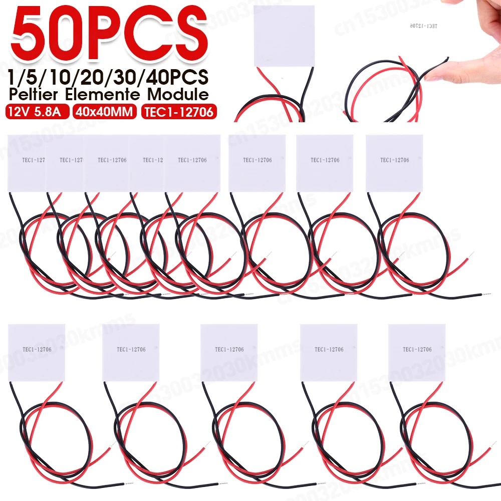 TEC1-12706 Heatsink Thermoelectric Cooler 65W 12V 5.8A Cooling Peltier Plate Module 40x40MM for Cooling for Power Generation