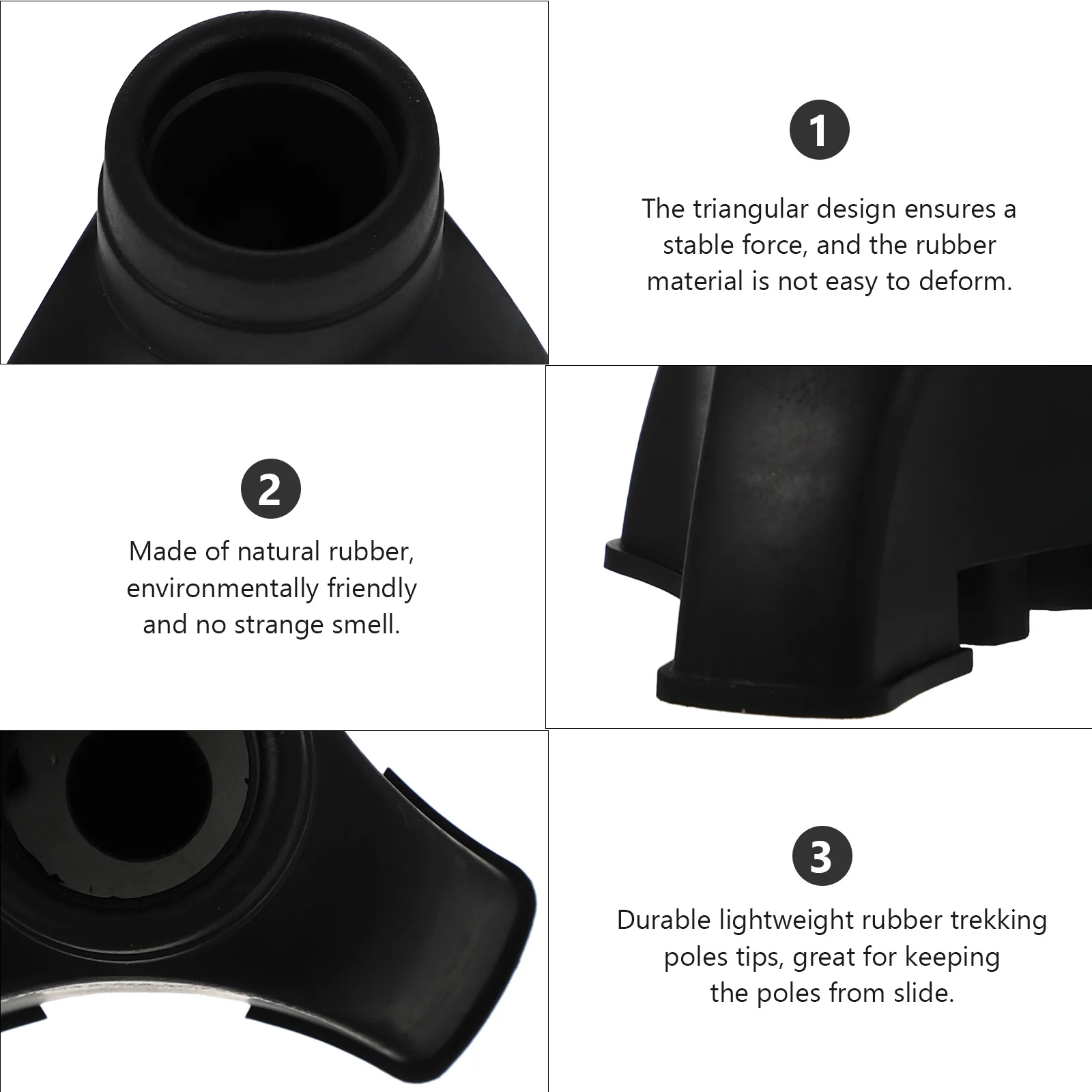 

2Pcs Triangular Cane Pad Non-Slip Rubber Tip Trekking Pole Accessories Hiking Walking Crutch Supplies Crutch Foot Cover