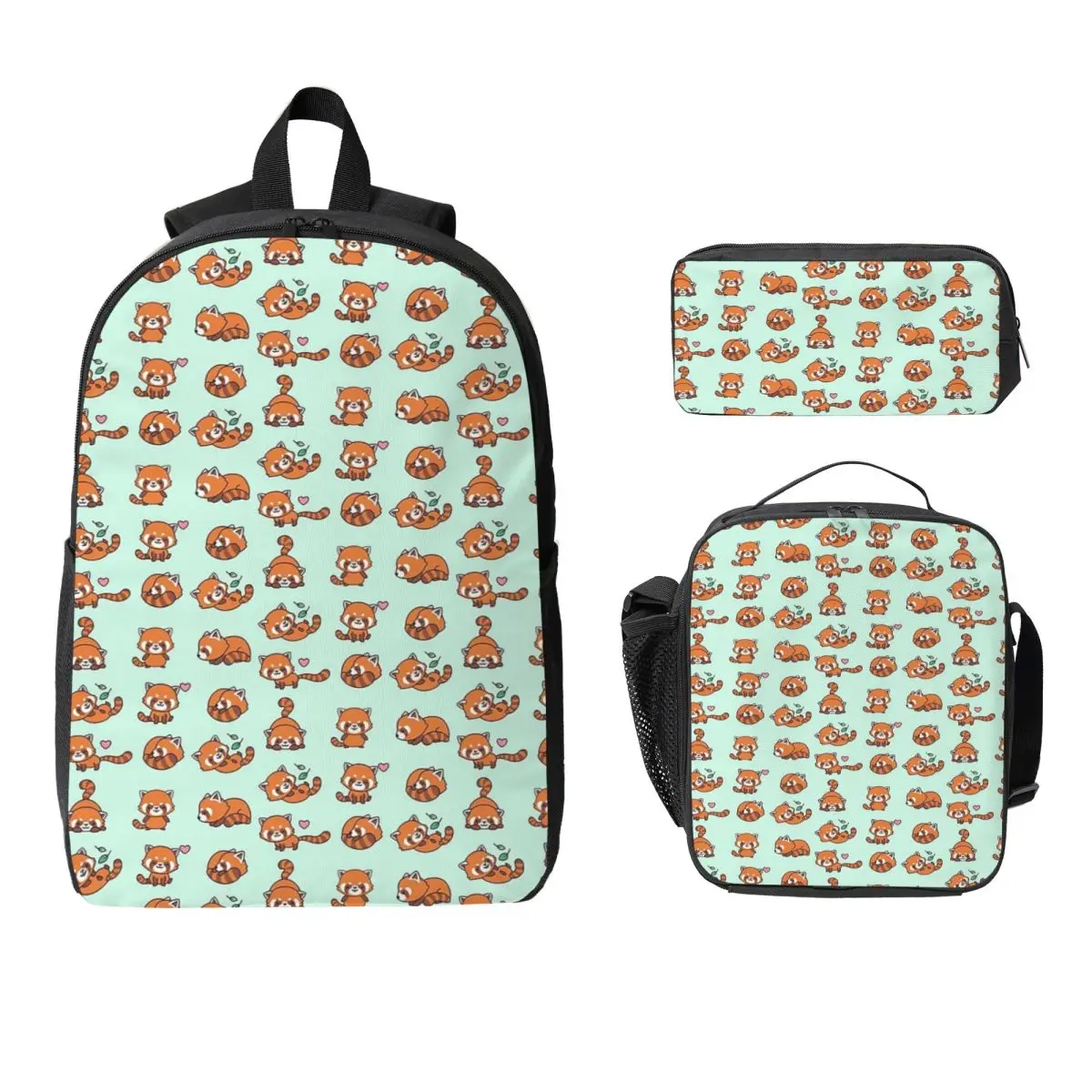 

Red Panda Animal Backpack Student Boys Girls BookBag School Bag Laptop Shoulder Bags 3ps Insulated Lunch Bag Pencil Case