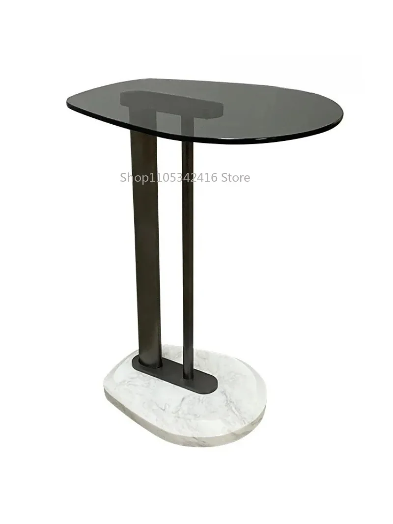 

Light Luxury Glass Edge Coffee Table, High-End Mini Marble Side Table Creative Sofa Corner Storage Furniture for Home