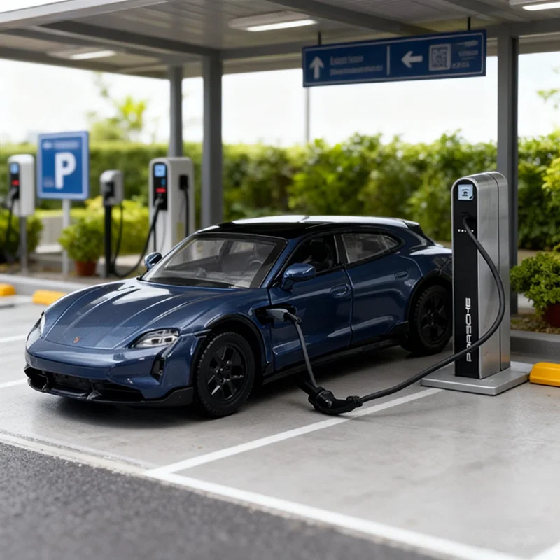 

1/36 Porsche Taycan Turbo S, модель автомобиля из сплава, литая под давлением металлическая модель новой энергии, модель автомобиля, звук и свет, имитация детской игрушки в подарок