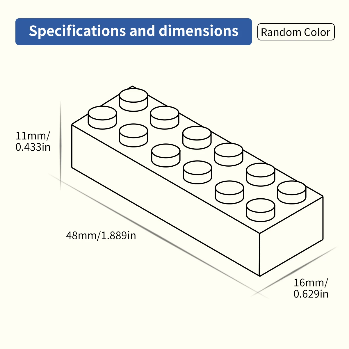 100g 2x6 high brickBuilding Blocks Thick FiguresBricks Dots Educational Creative SizeCompatible With  Plastic Toys forChildren