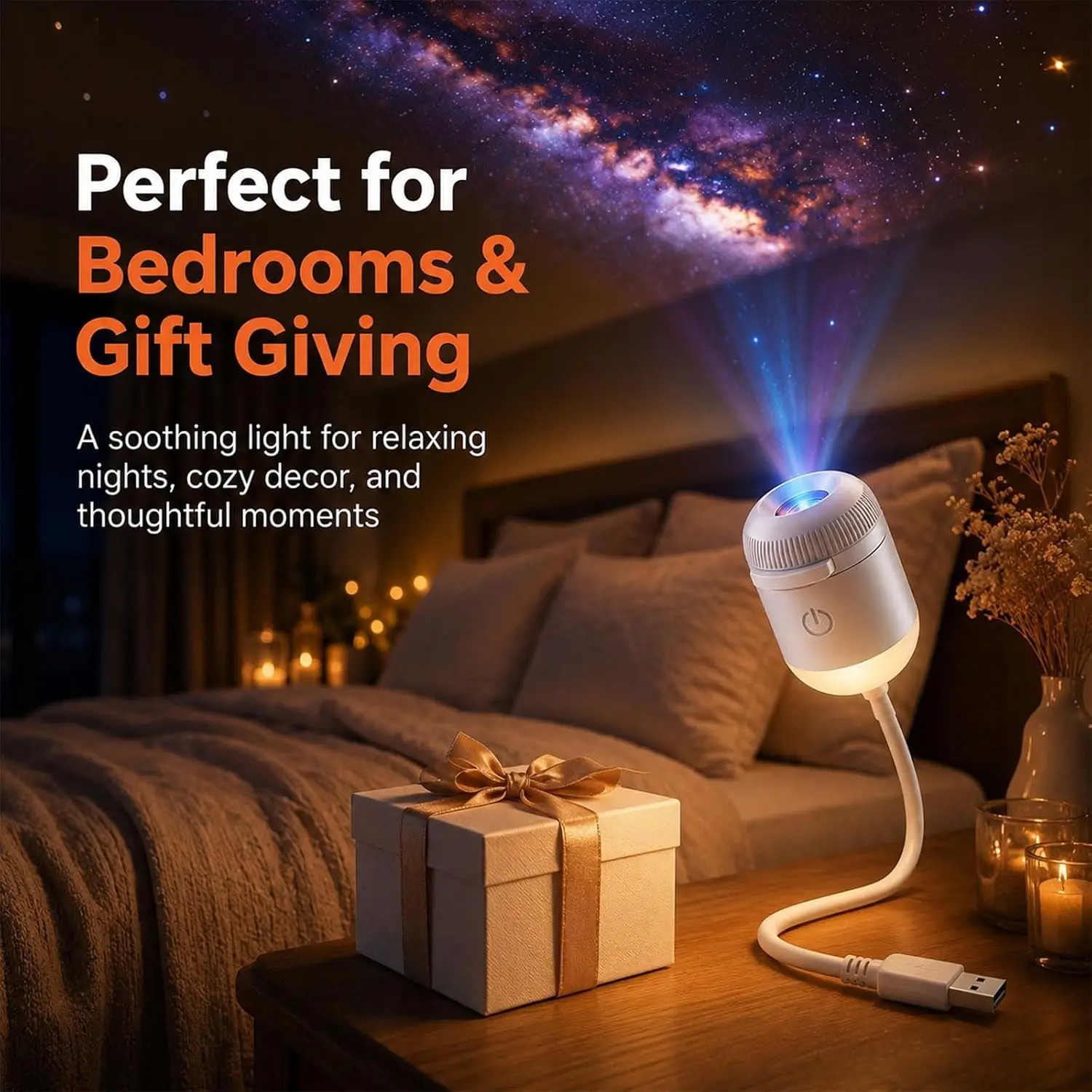 Galaxy Starry Night Light Projector 2 In 1 Portable 360 Adjustable Brightness Led Night Light Bedroom Ceiling Car Decorat Gifts