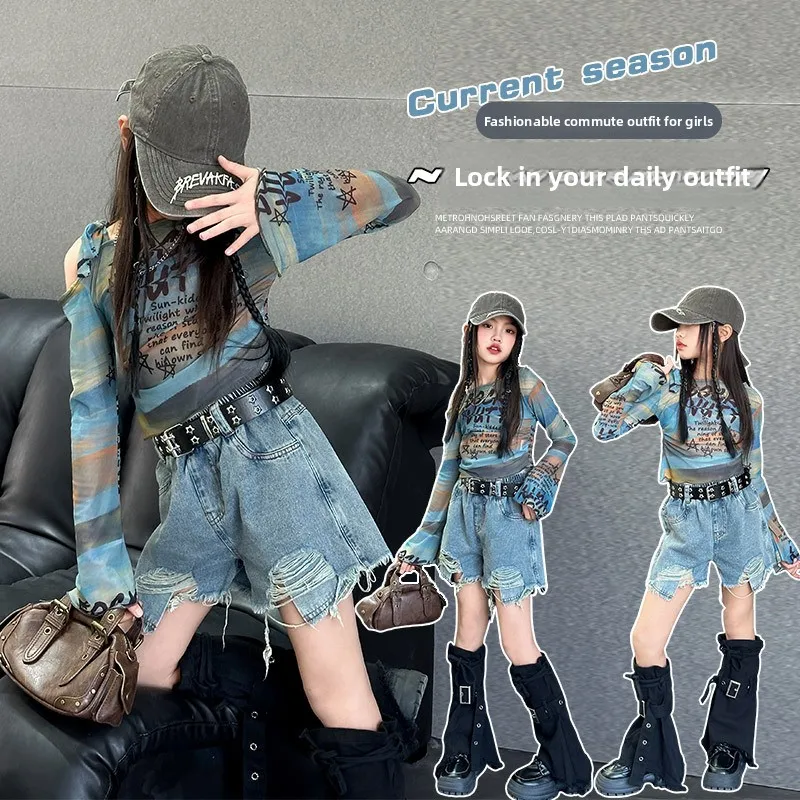 

2026 Jazz Dance Outfit for Girls, Korean Performance Wear Trendy Street Show Set for Kids