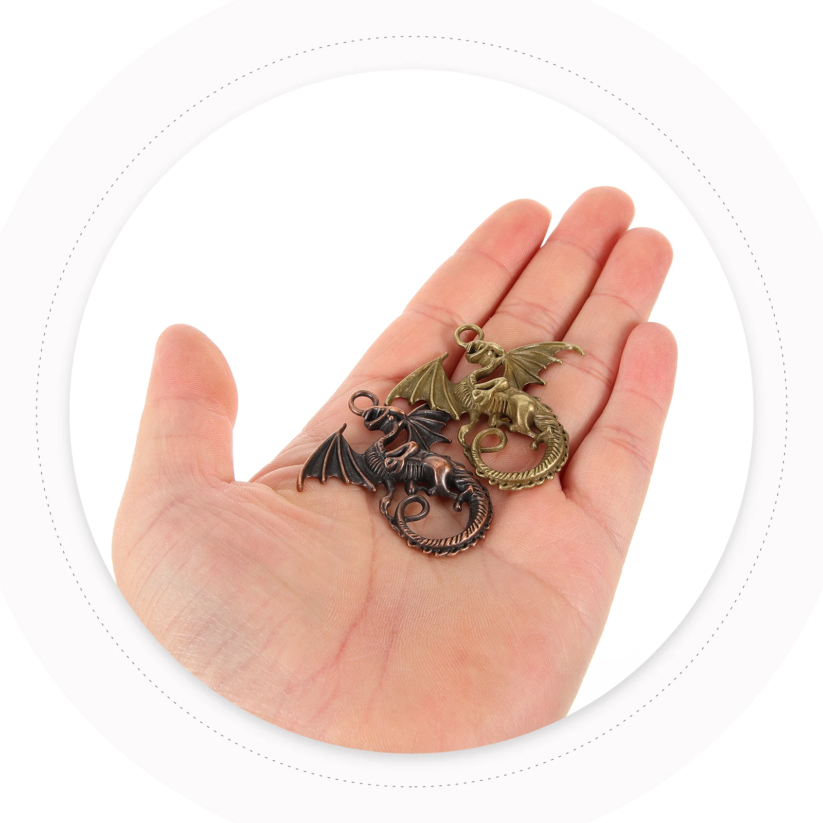 

20pcs Dragon Pendant Necklace Charms Vintage Metal DIY Accessories Red Green Color Mix Jewelry Craft Supplies