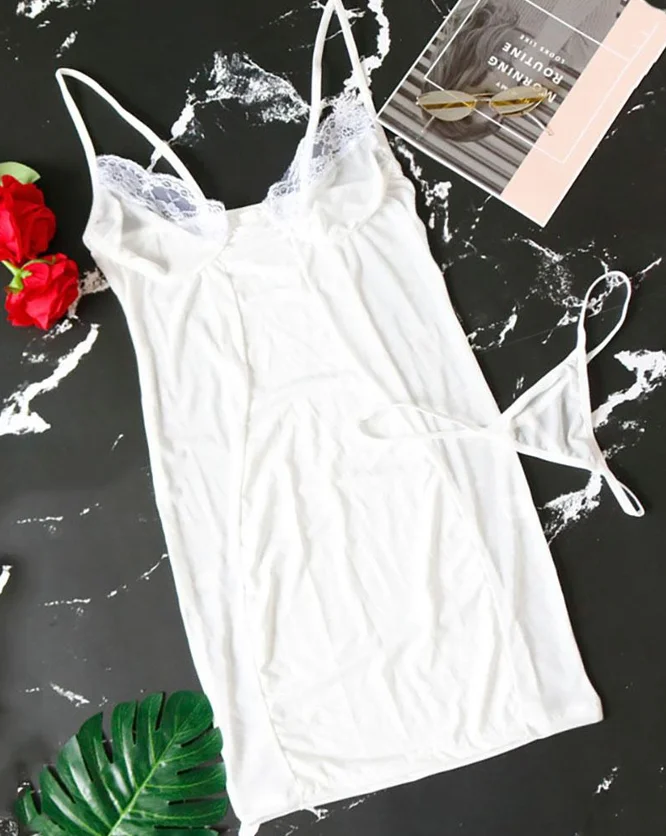 Vestido Babydoll de malla transparente de encaje con tirantes finos, vestidos de fiesta de noche elegantes y sexys, nueva moda informal de verano 2025