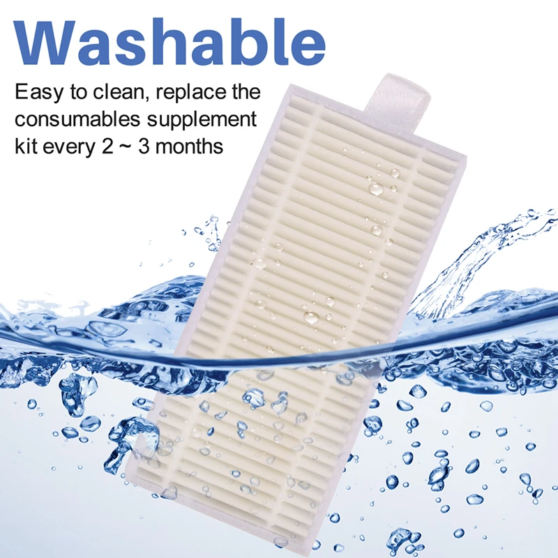 For ILIFE A20 T20s / Polaris PVCR 3600 / G2 0926W / G2 0726W / G2 1226 Parts Accessories Filter Side Brush Mop Cloth