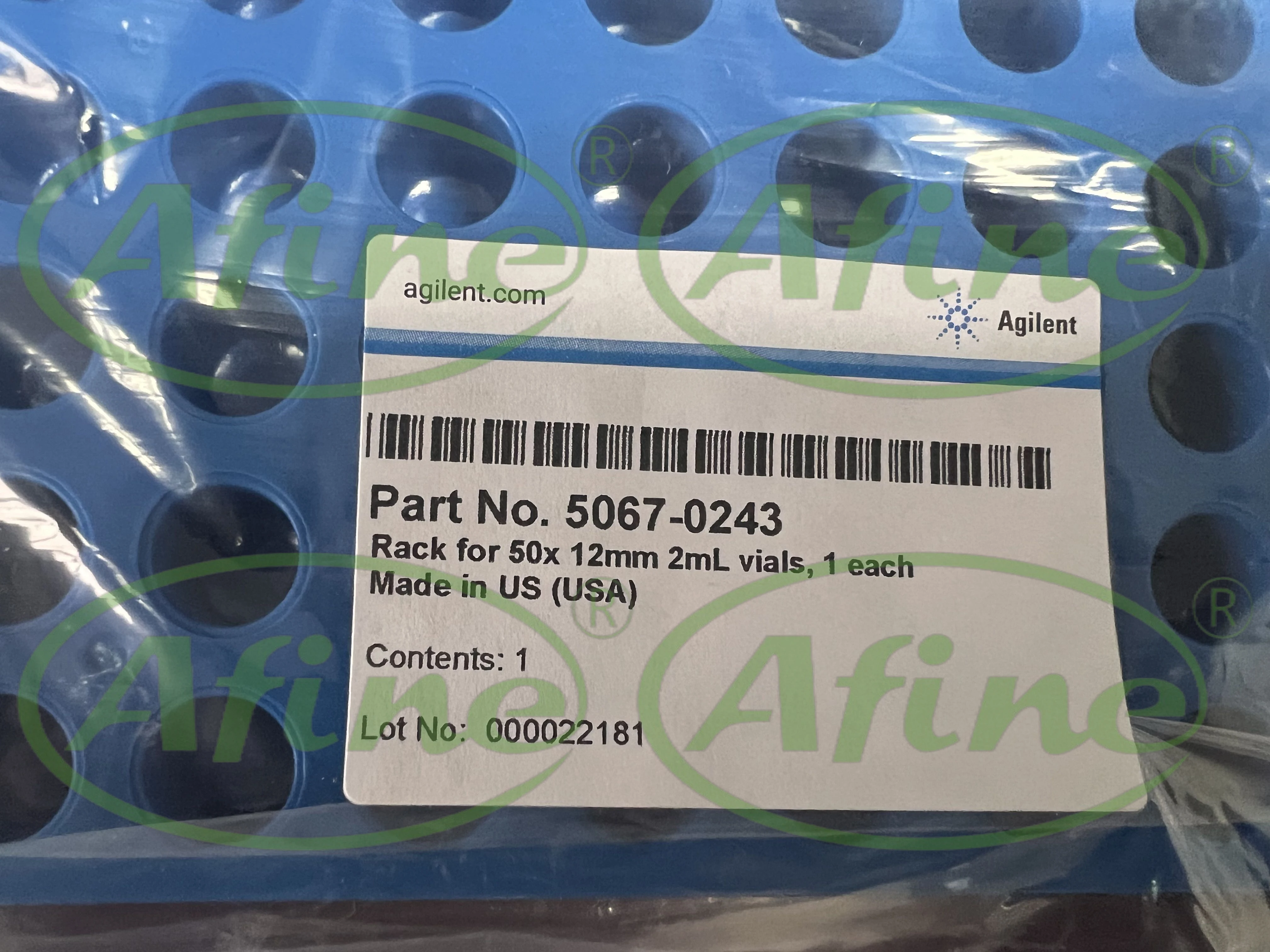 AFINE Agilent 5067-0243 Rejilla apilable para viales azules, capacidad para 50 viales estándar de 12 mm y 2 ml