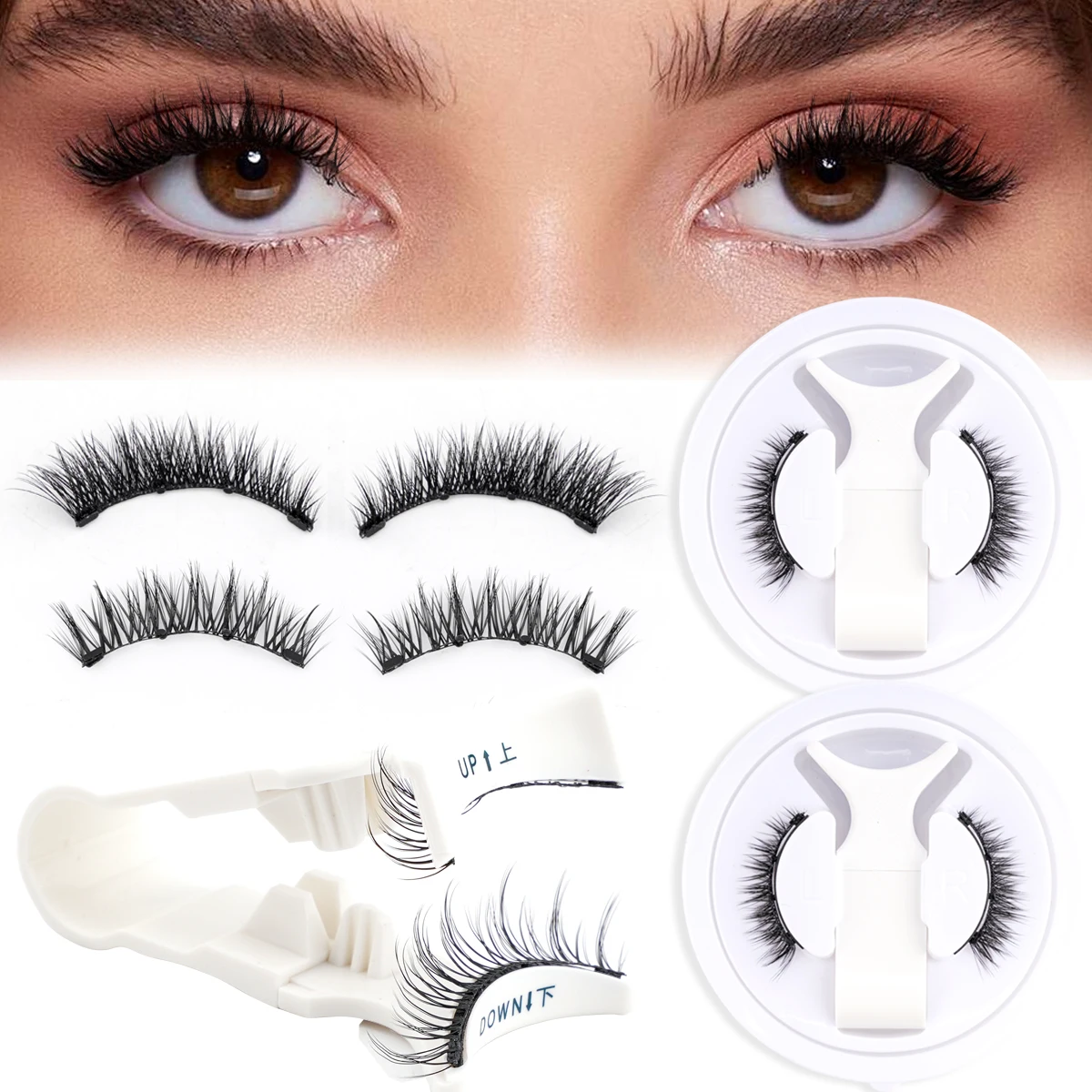 3Dふわふわ磁気まつげ,ナチュラル,ソフト,手作り,つけまつげ,接着剤不要,マグネットピンセット,メイクアップツール