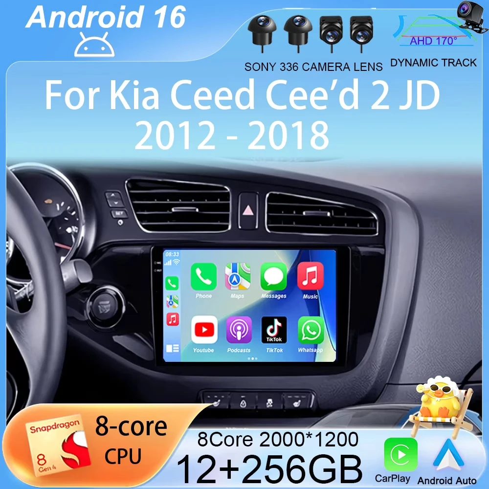 Android 16 Car Radio Multimidia Video Player for Kia Ceed Cee'd 2 JD 2012 - 2018 Navigation GPS Carplay Audio Headunit Wifi