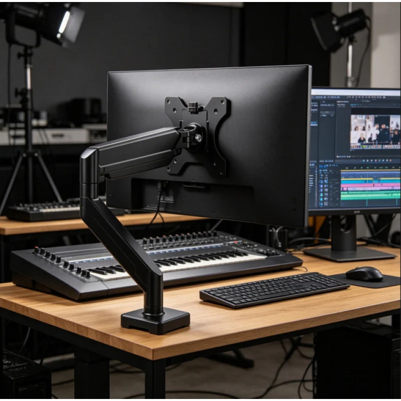 

Ergonomic Single Monitor Bracket, Height Adjustable Desk Stand for 32 Inch Monitor, Supports 19.8 Lbs Home Office