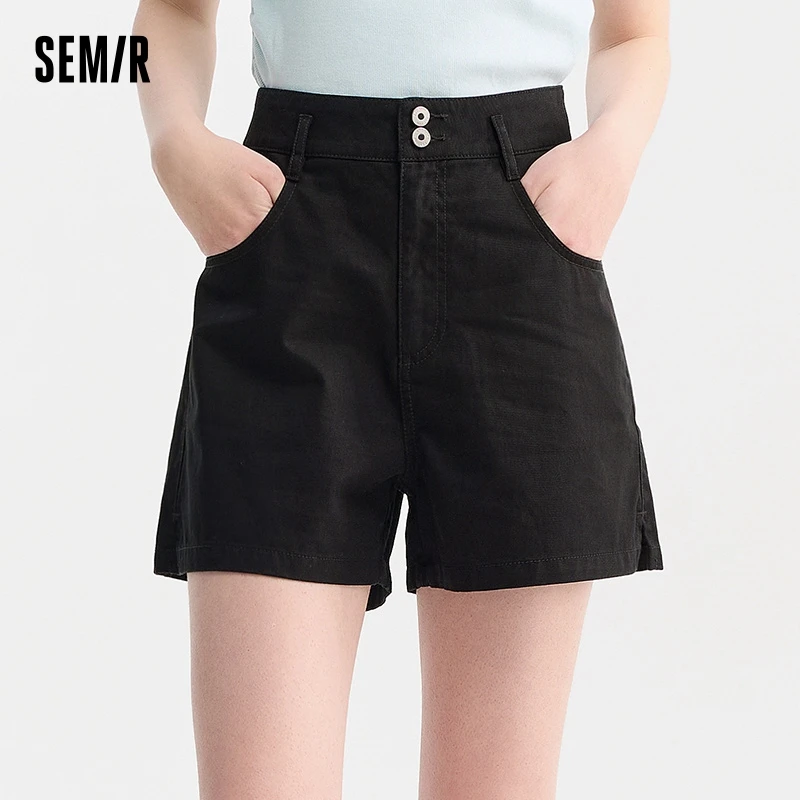 Semir Casual Trousers Women High Waisted Open Show Leg Length 2024 New Summer Ins Tide Simple Basic Shorts Versatile