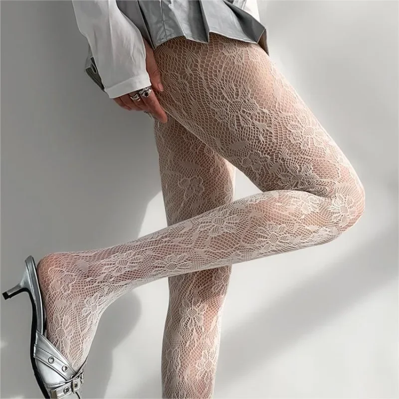 جديد القهوة الأزهار شبكة صيد السمك الجوارب المرأة مثير النايلون الجوف شبكة جوارب طويلة النمط الياباني ACGN JK الحلو لوليتا جوارب شبكية