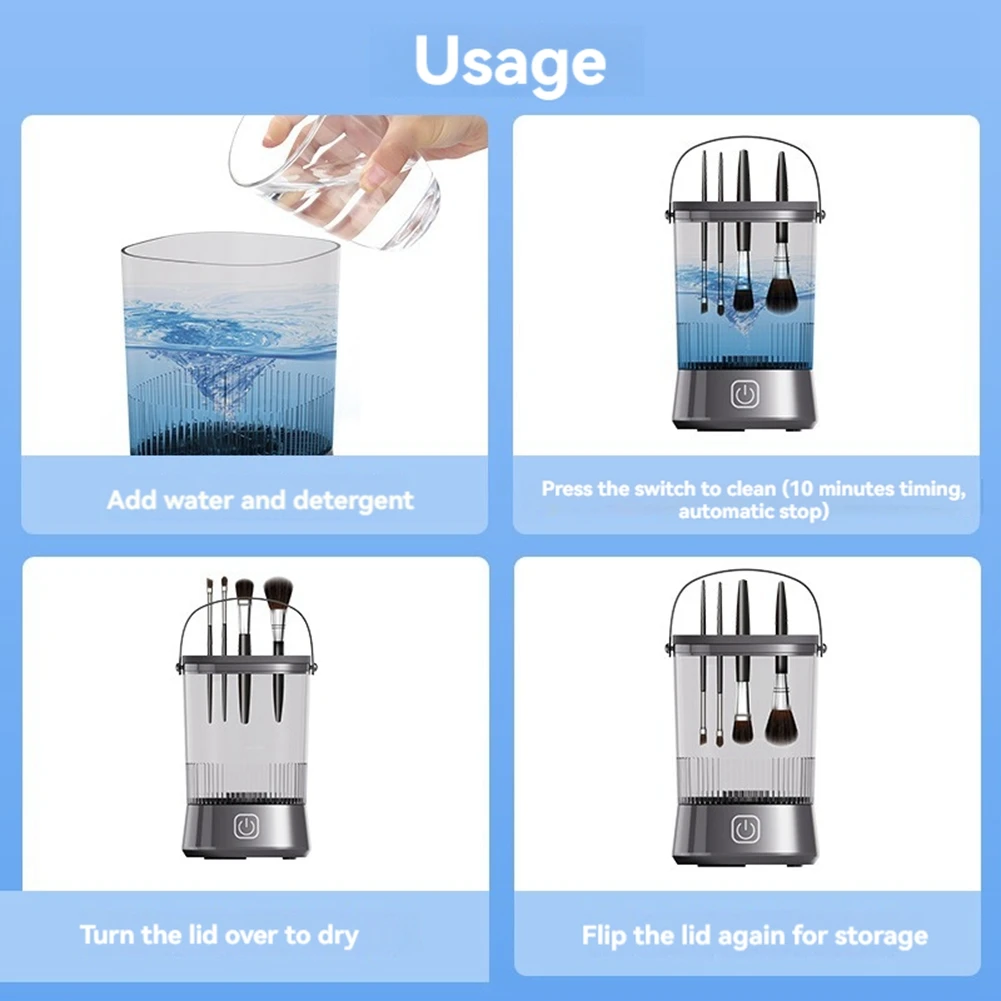 B46C Electric Makeup Brush Cleaner With Clean Mat USB Automatic Rotation Makeup Brush Cleaner For Makeup Lovers Women