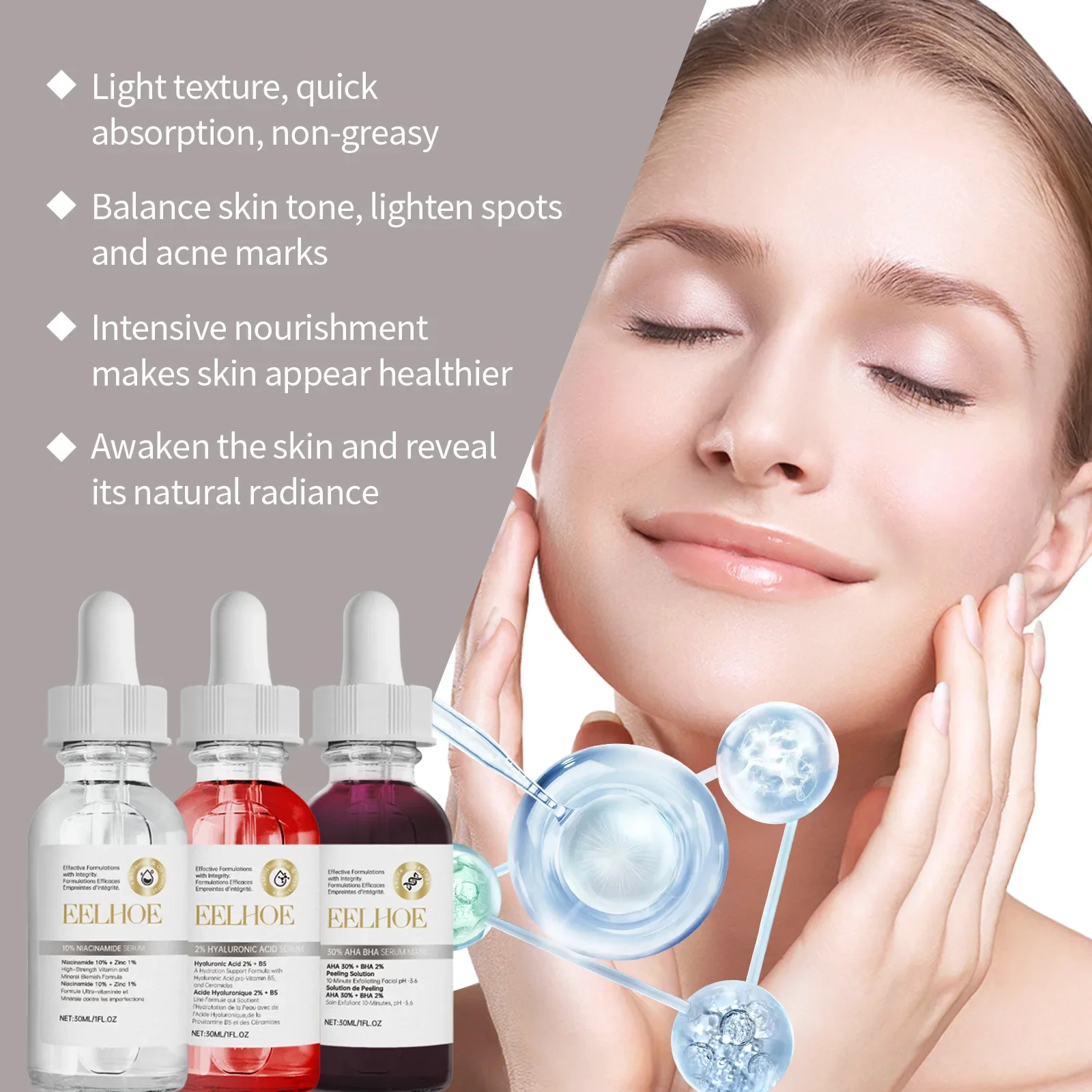 

Acne Control and Repairing Skin Care Set: Moisturizing, Smoothing and Natural Glow Refreshing and Brightening, Shrink Pores