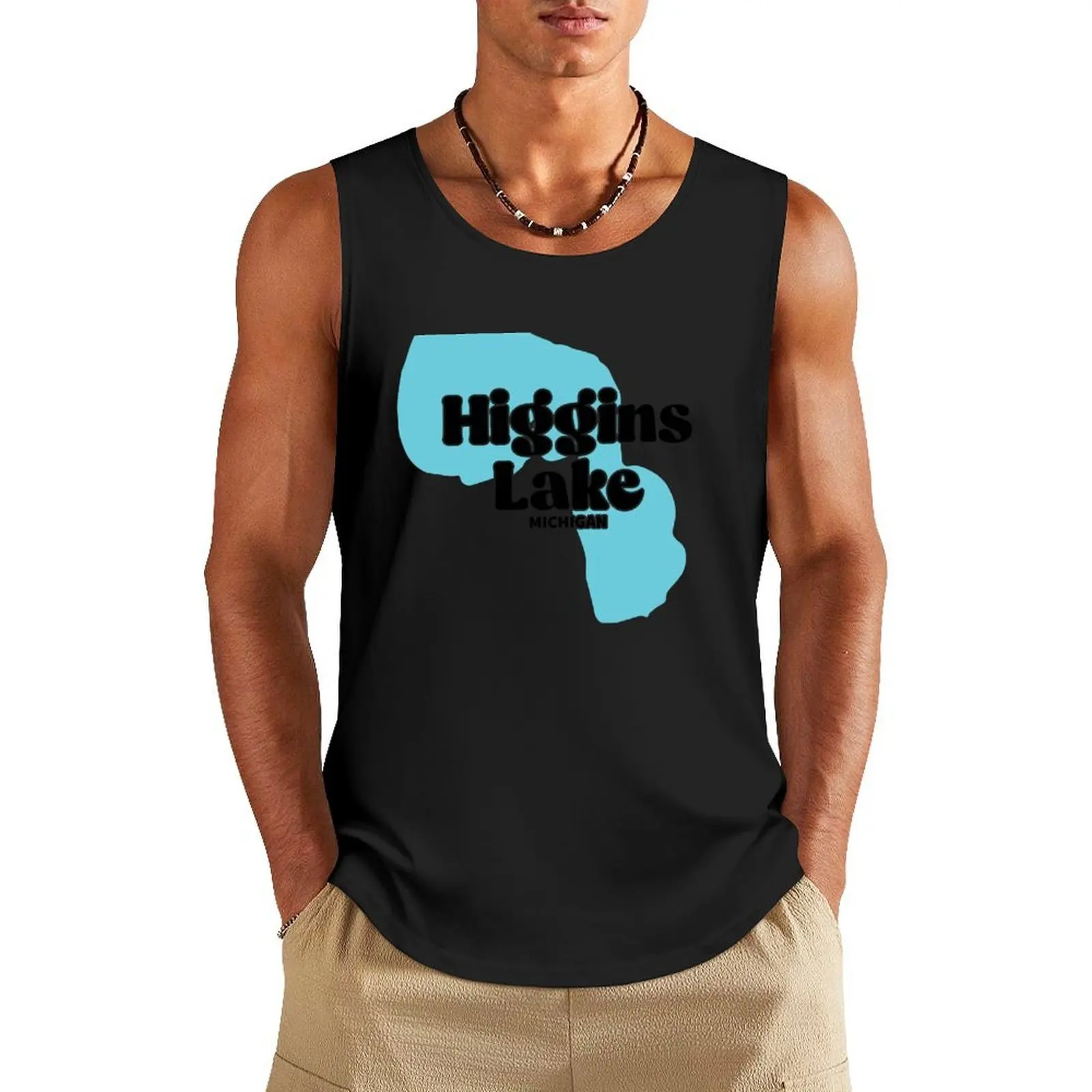 

higgins lake michigan Tank Top Man summer clothes T-shirt sports t-shirt for men