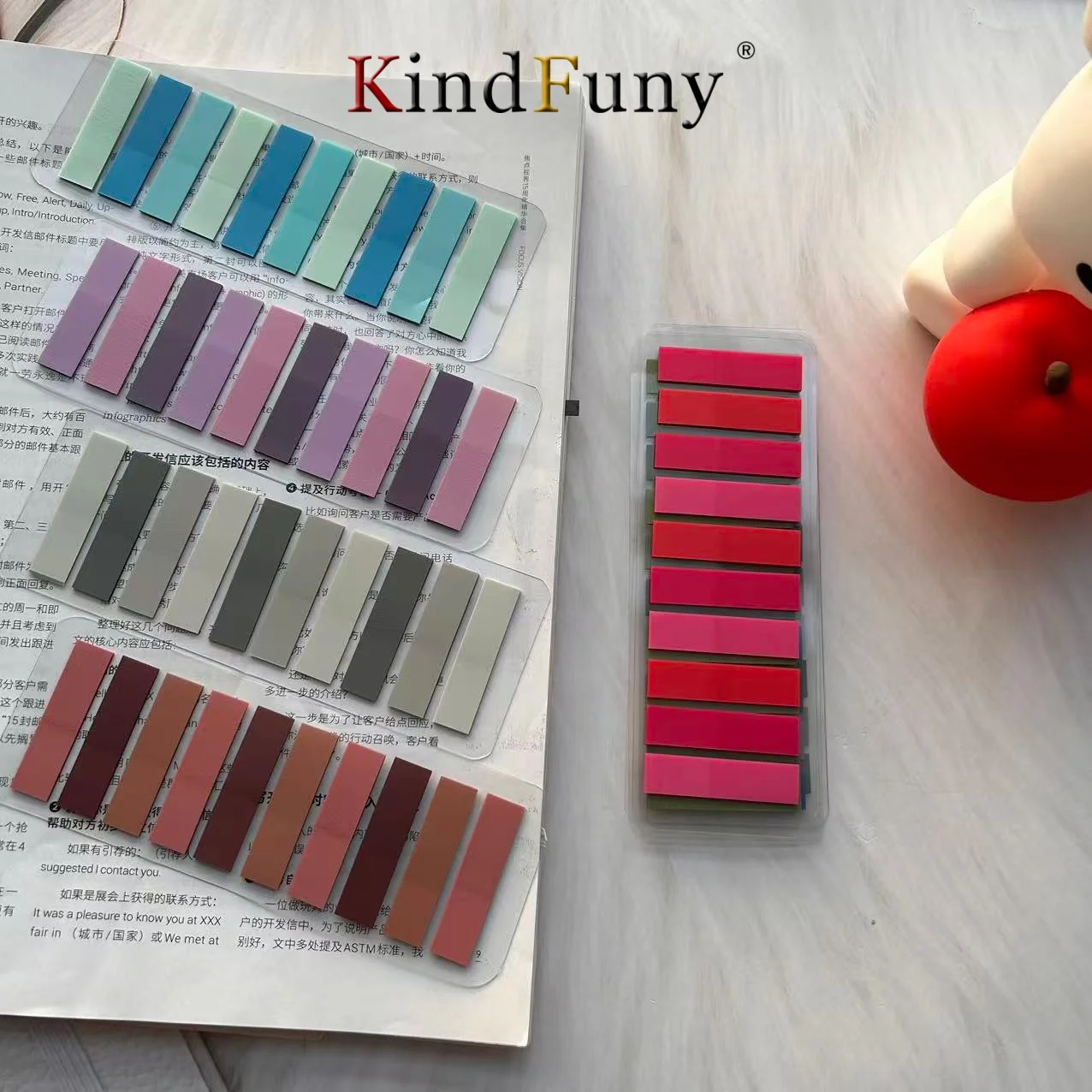 8-packs transparante kleurrijke memoblokken zelfklevende notitie creatieve index kantoor schoolbenodigdheden