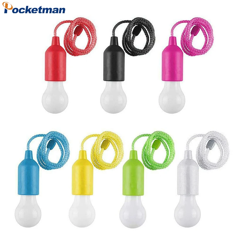 1 Pack Mini LED Hanging Lights Battery Operated LED Pull Cord Light Lamp Bulb Outdoor Camping Light Waterproof Tent Light