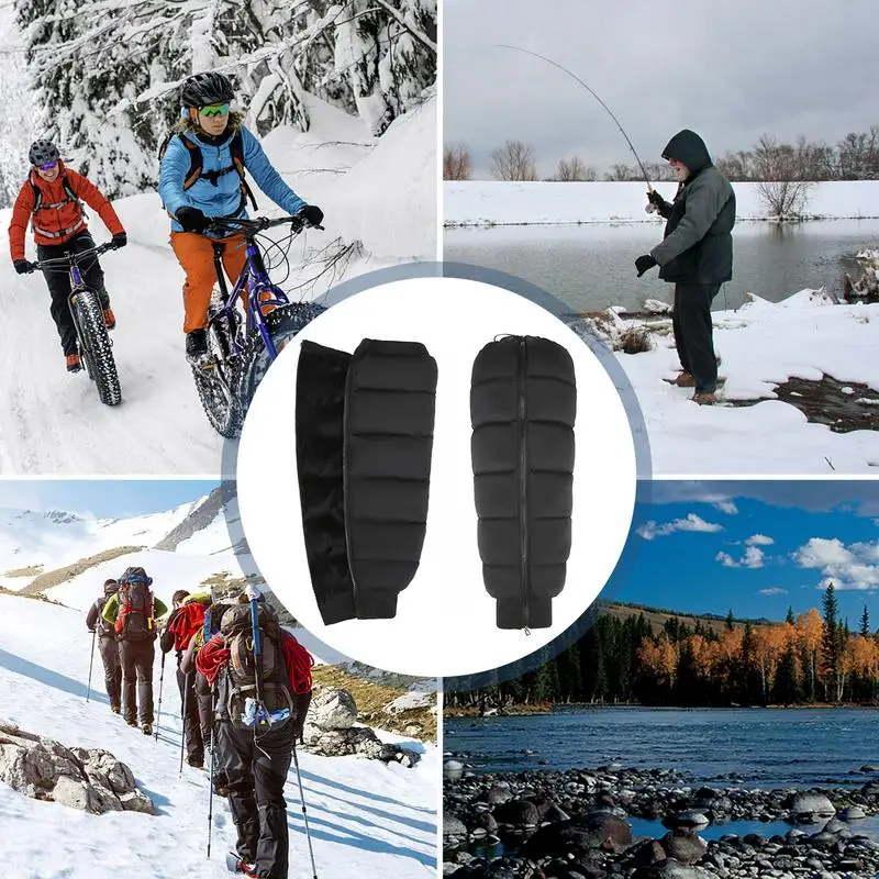 

Winter motorcycle knee pads adjustable Windproof Waterproof Leg Gaiter Down Pants Warm Short Plush For Outdoor Activities
