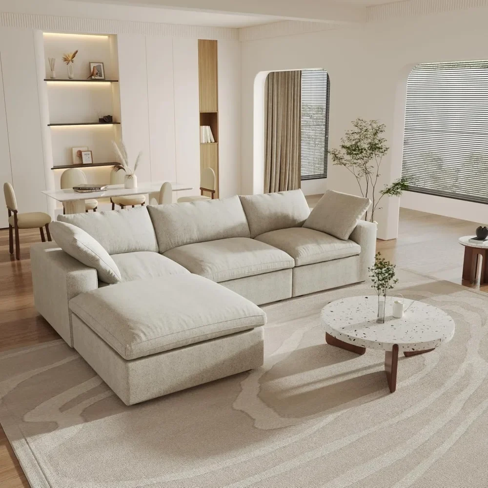 

Cloud Modular Sectional Sofa with Storage Ottoman,120.45 L Shaped Couch for Living Room,Down Filled Convertible Couch Deep Seat