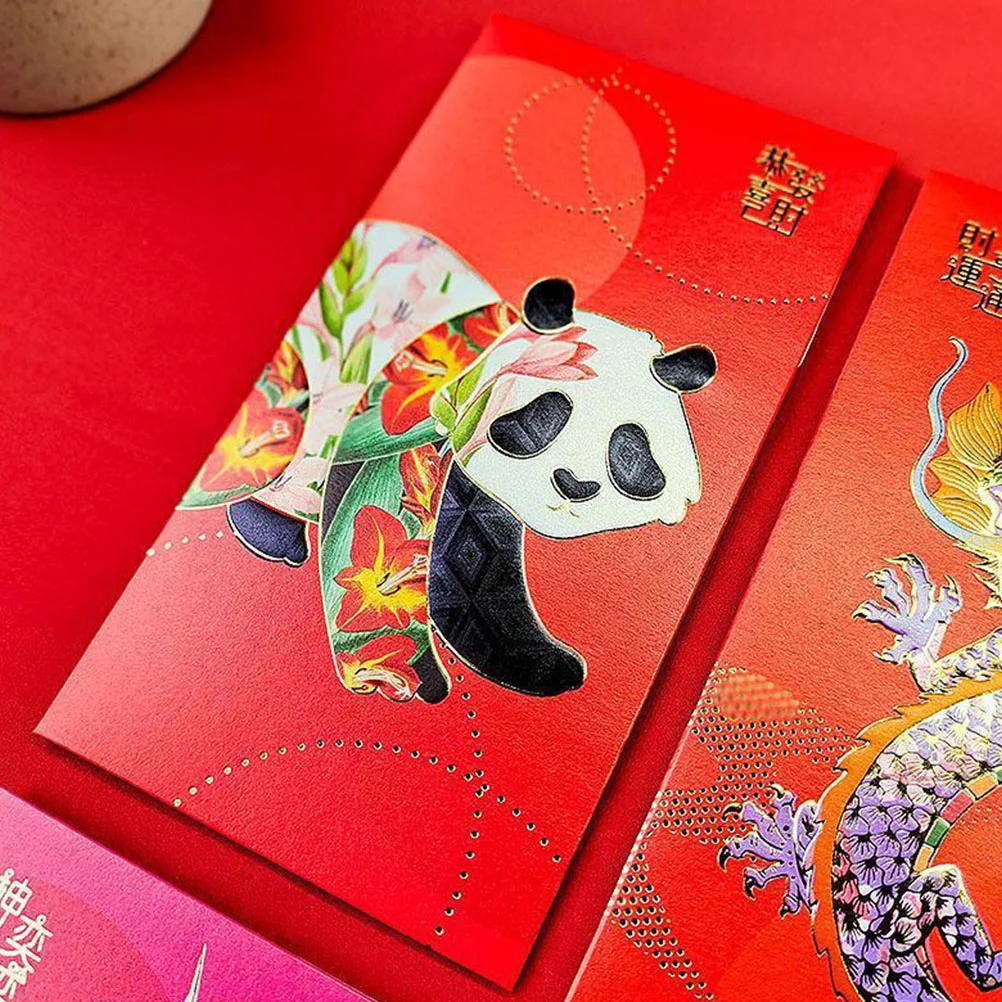 6 Pcs 2024 New Year Red Envelope Money Pocket Paper Envelopes Creative Chinese Style Packet For