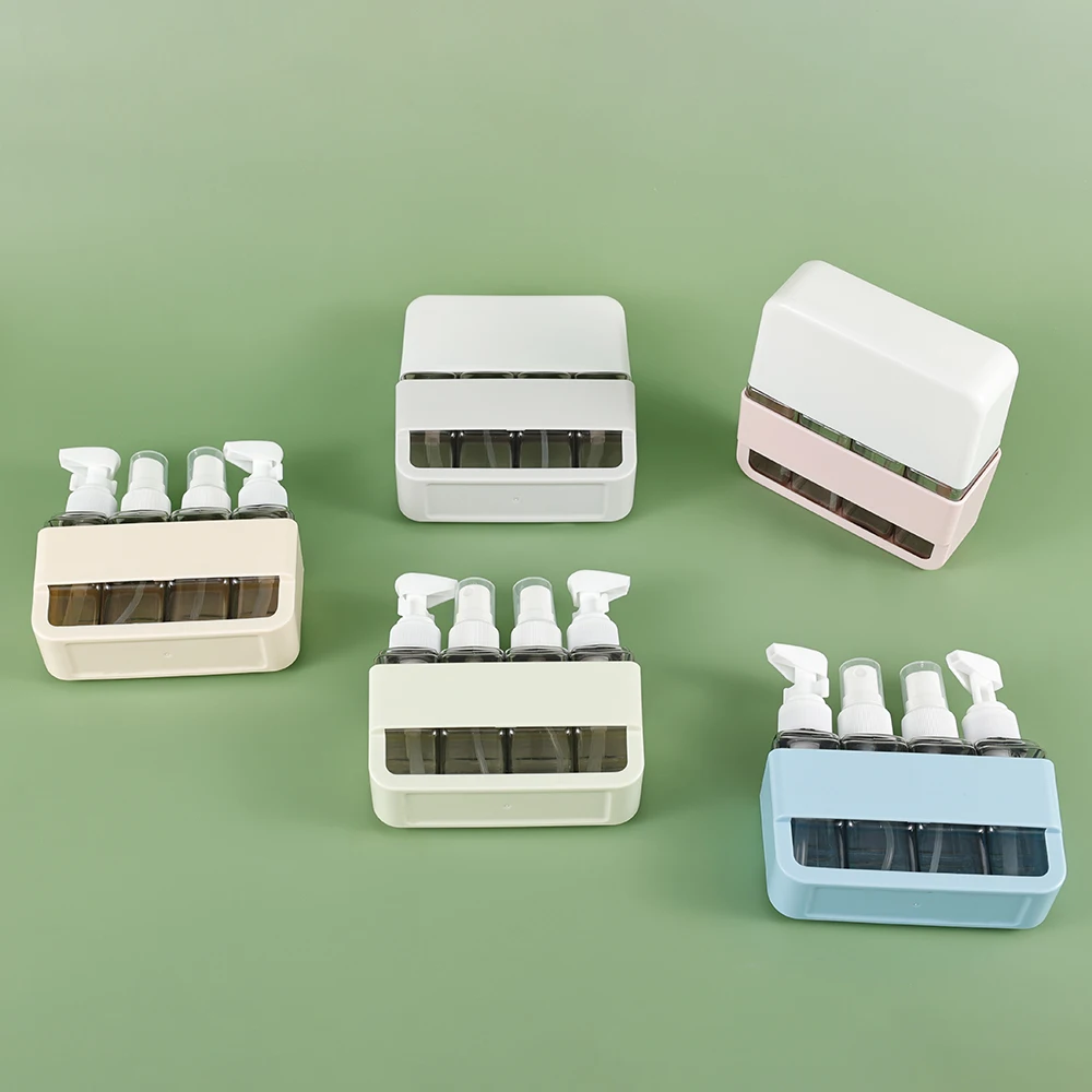 4 in 1 Empty 50ml*4 Travel Size Toiletries with a label, Plastic Travel Bottles Leak Proof, Cosmetic Conditioner and Lotion