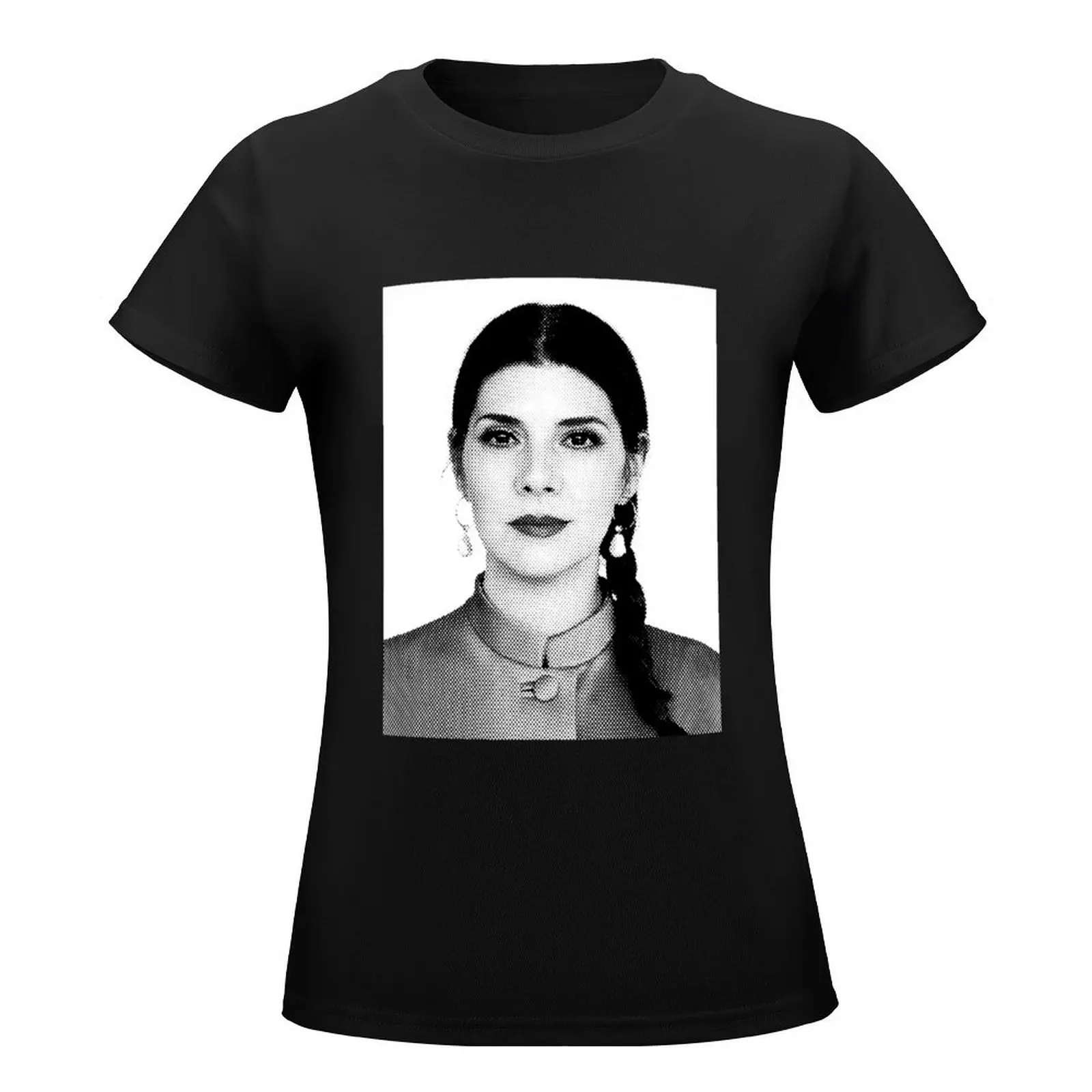 Marisa Tomei Black & White Portrait Made Of Points T-Shirt Blouse plain sweat Aesthetic clothing t-shirts for Women loose fit