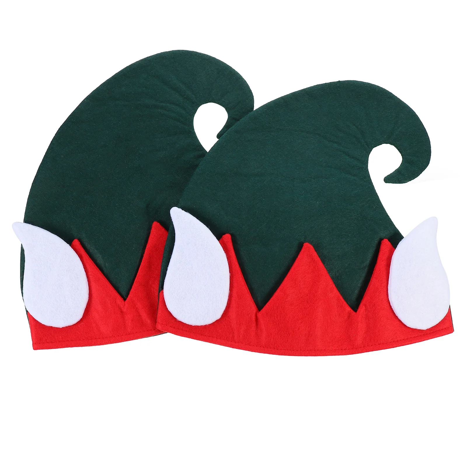 

2 pcs Christmas Hats Cloth Decorative Party Headgear Elf Design Reusable Holiday Fun Family Gift Cap Decor