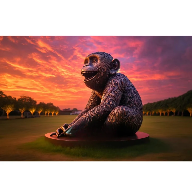 

New Product Garden Statue Bronze Monkey Life Size Brass Monkey Sculpture