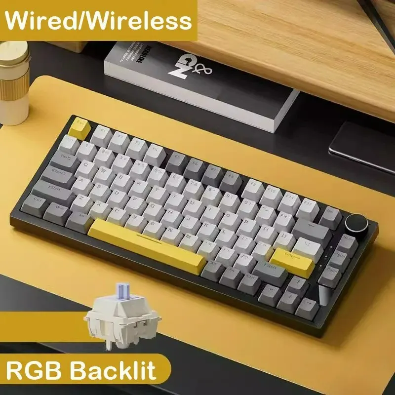 

Customizable Wired&Wireless Mechanical Gaming Keyboard Tri-Mode RGB Backlit Hot-Swappable Switches,70% Compact Layout,PC/Mac