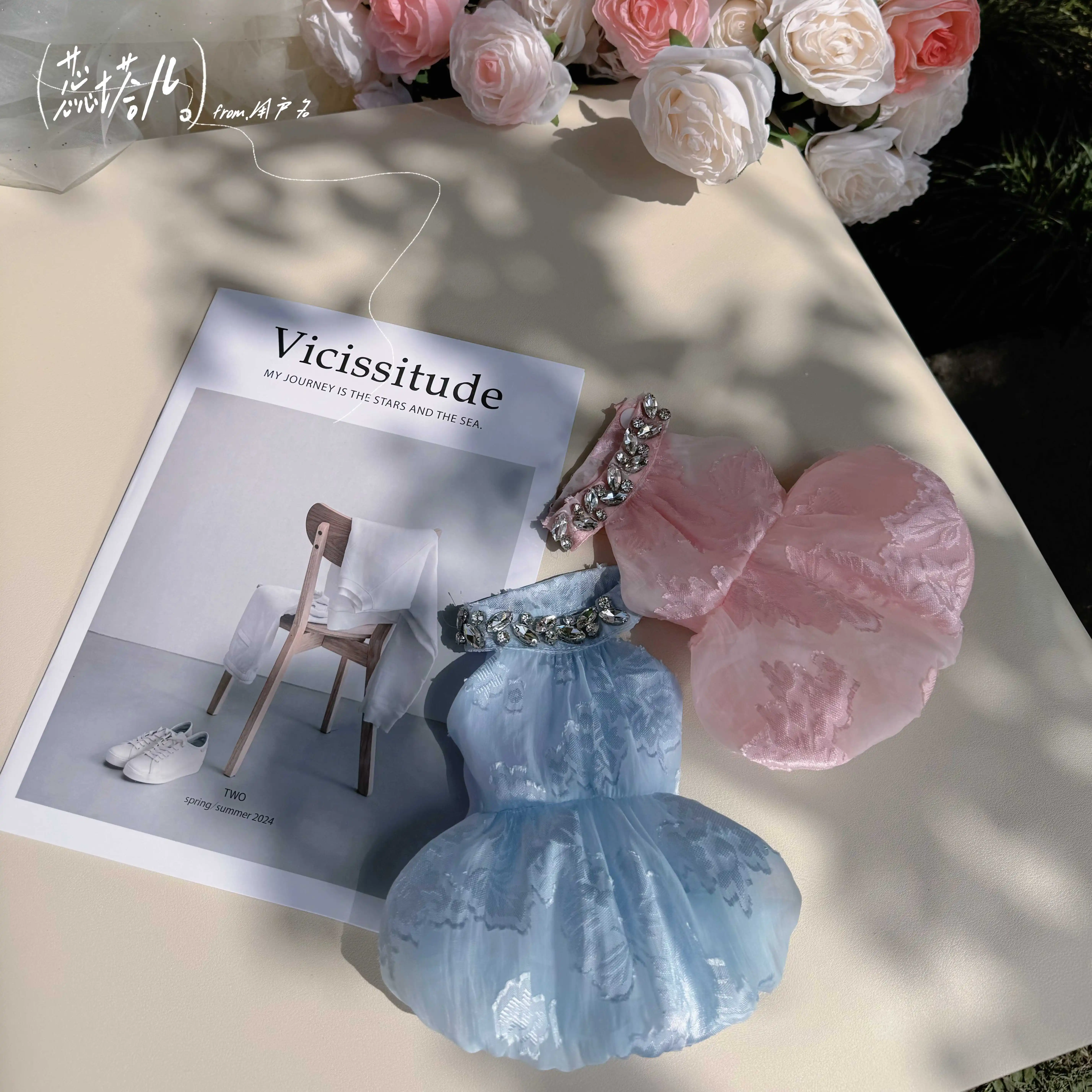 

Summer Fashion Sweet Pink Blue Puppy Dog Skirts Cute Dress for Small Medium Dogs Yorkshire Outdoor Pet Clothes