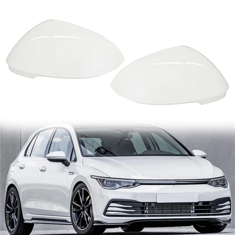 

NEW-3Pair Car White Rearview Side Glass Mirror Cover Trim Rear Mirror Covers Shell For-VW Golf 8 MK8 2021 2022