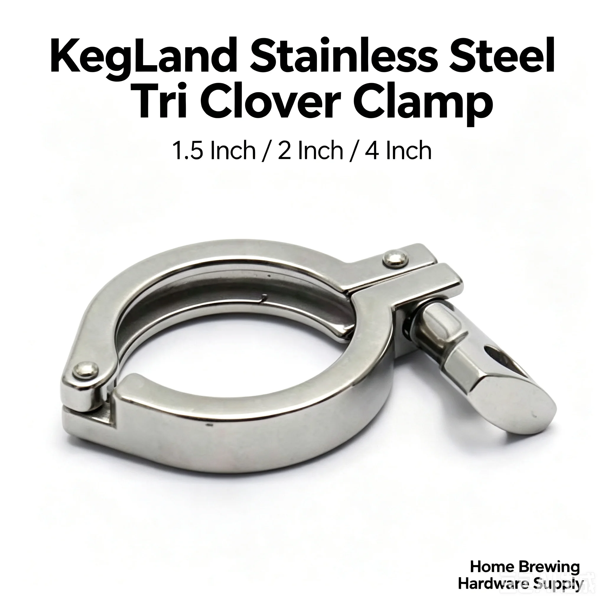KegLand Stainless Steel Tri Clover Clamp 1.5/2/4 Inch Food Grade Clamp for Commercial Home Brewing