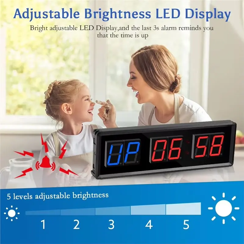 ABKO-Timer LED dengan Remote Control yang Dapat Diprogram, Timer Interval, Timer Garasi, Jam Latihan Olahraga, Timer Gym