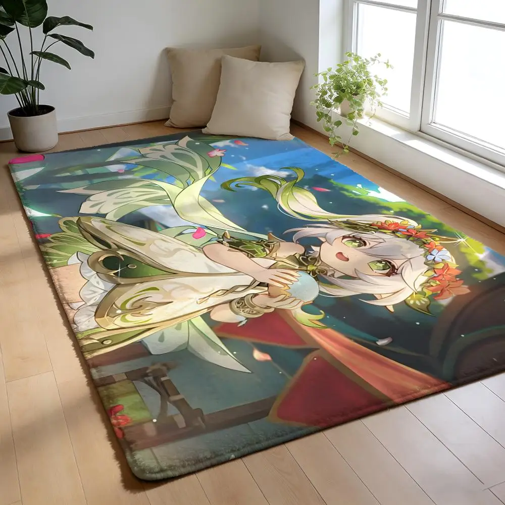 

Floor Mat Soft Flannel Rug Non-Slip Absorbent Mat for Bathroom Bedroom Home Decor N-Nahida G-Genshin I-Impact anime game