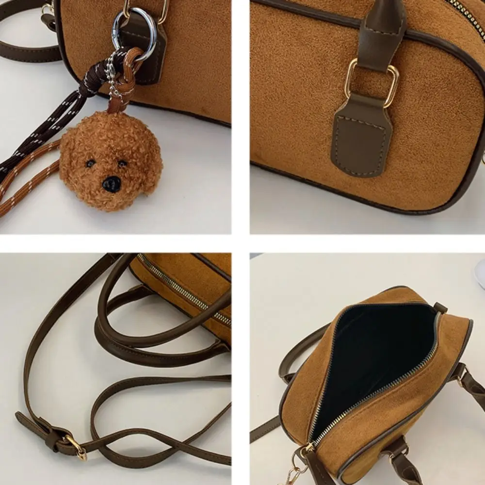 Elegancka torba bowlingowa z ekoskóry i zamszu, torebka typu Boston z PU w jednolitym kolorze, koreańska torba na ramię o dużej pojemności, streetwear