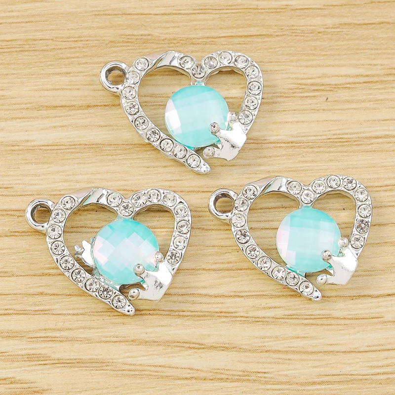 10 Stück, 20 x 16 mm, niedliche Kristall-Herzanhänger zum Basteln von Ohrringen, Halsketten, Armbändern und für DIY-Bastelarbeiten, Schmuckzubehör. – Detail 3