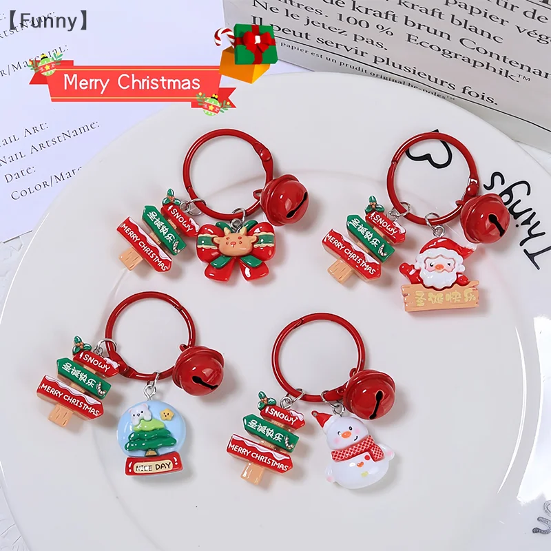 1Pc Christmas Keychain Cartoon Santa Claus Pendant Students Couple Bag Charm Car Key Chain Decorative Accessories Gifts