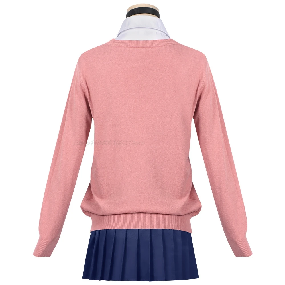 Momo Ayase Cosplay Costume Wig Anime Dandadan School JK Uniform Earrings Pink Sweater Skirt Halloween Party Women